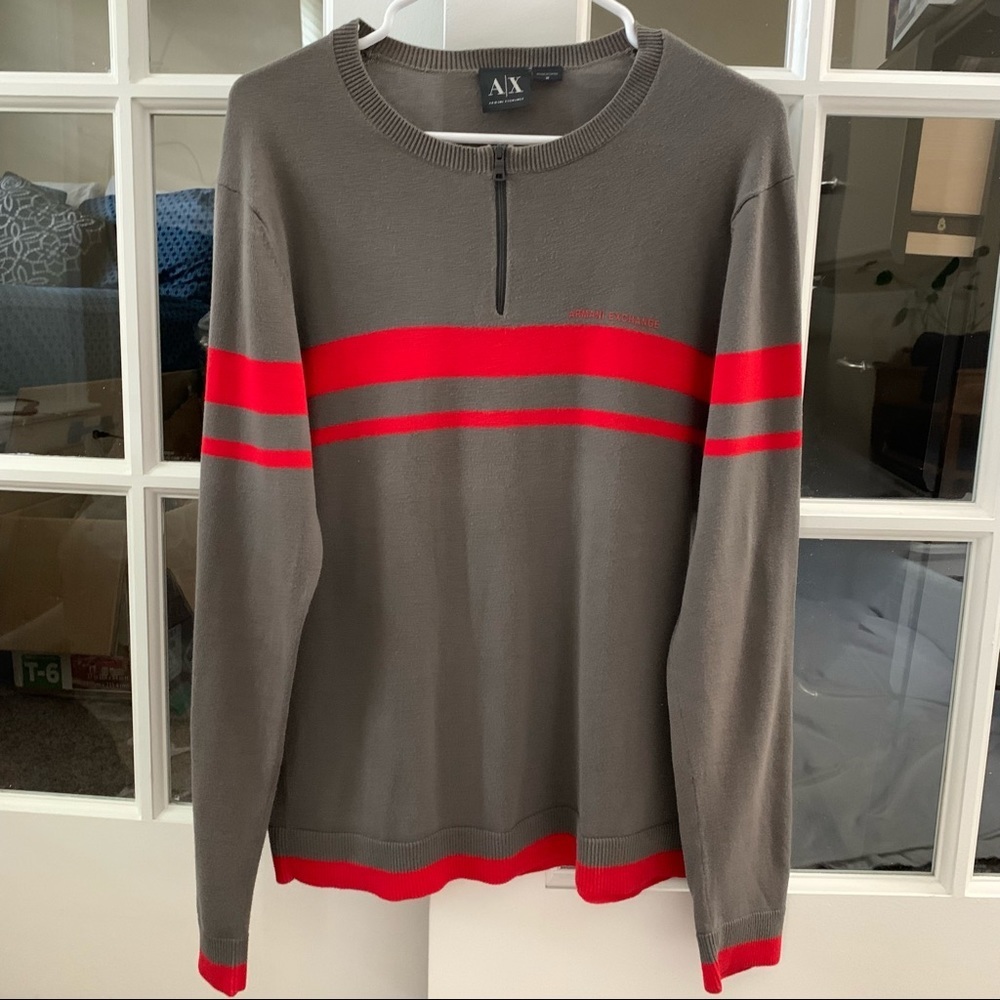 Armani Exchange Light Sweater Gray and Red Size Medium